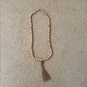 Wooden beaded tassel necklace